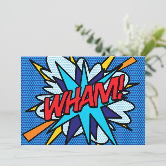 WHN Fun Retro Comic Buch Pop Kunst Einladung (Stehend Vorderseite)