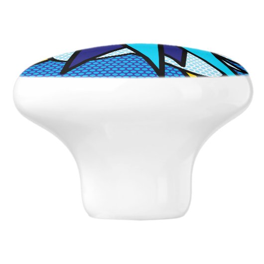 WHN Fun Retro Comic Buch Pop Kunst Keramikknauf (Seitenansicht)