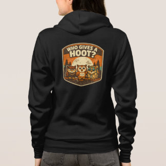 Who Gives a Hoot Funny Owls Vintage Style Design Hoodie