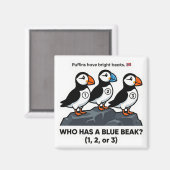 Who Has a Blue Beak? – Puffin Learning Magnet (Vorderseite/Rückseite)
