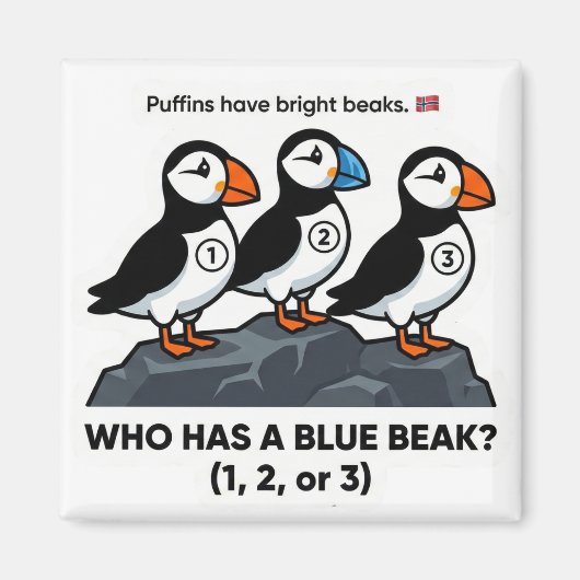 Who Has a Blue Beak? – Puffin Learning Magnet (Vorne)