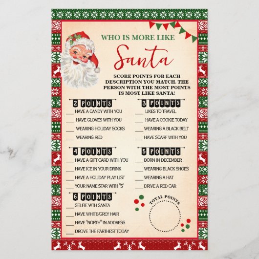 Who is Most Like Santa Game Ugly Sweater Card Flyer (Vorne)