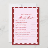 Who know the bride the best bridal shower game Car Einladung (Vorderseite)