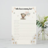 Who knows mommy best game Whimsical Teddy Bear  Briefpapier (Stehend Vorderseite)