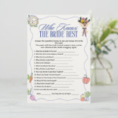  who Knows the Bride Best Bridal Shower Games Fun Einladung (Stehend Vorderseite)