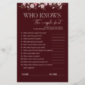 Who Knows the Couple Best Bridal Shower Game (Vorderseite)