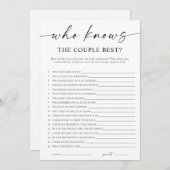 Who Knows the Couple Best Bridal Shower Game Einladung (Vorne/Hinten)
