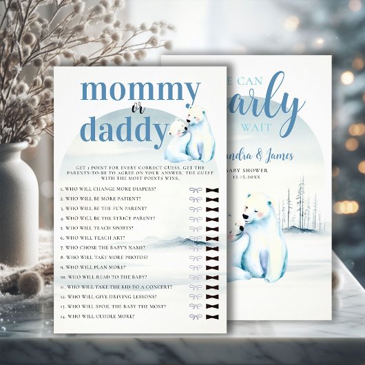 Who Mommy or Daddy Shower Game Polar Bear Cub Mama Flyer