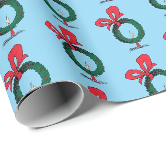 Who Peeking Through Christmas Wreath Geschenkpapier (Rolleneckpunkt)