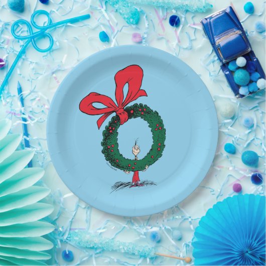 Who Peeking Through Christmas Wreath Pappteller (Party)