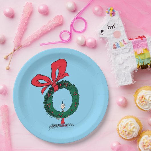 Who Peeking Through Christmas Wreath Pappteller (Party)