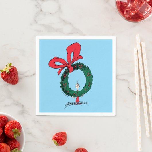 Who Peeking Through Christmas Wreath Serviette (Beispiel)