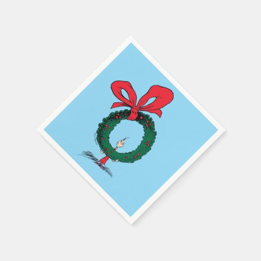 Who Peeking Through Christmas Wreath Serviette (Ecke)
