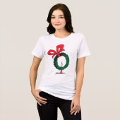 Who Peeking Through Christmas Wreath Tri-Blend Shirt (Vorderseite voll)