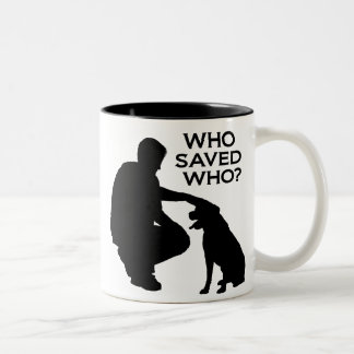 Who saved who mug black print zweifarbige tasse