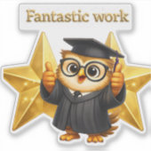 Who the owl two gold stars fantastic work custom v aufkleber (Vorderseite)