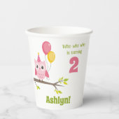 Who Who Is Turning 2 Party Owl 2nd Birthday Pappbecher (Vorderseite)