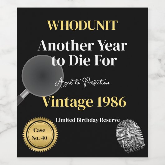 Whodunit Birthday Wine Label | Another Year to Die Weinetikett (Einzelnes Label)
