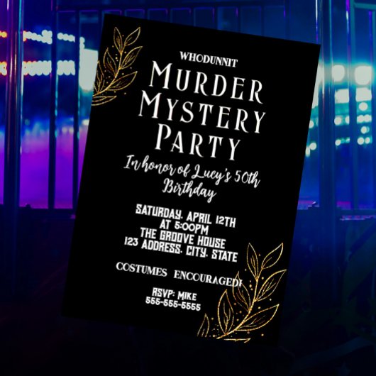 Whodunit Elegant Murder Mystery Party Einladung