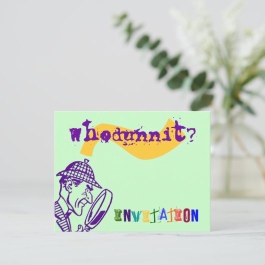 Whodunnit Mystery Party Sherlock Detection Einladu Einladung (Stehend Vorderseite)