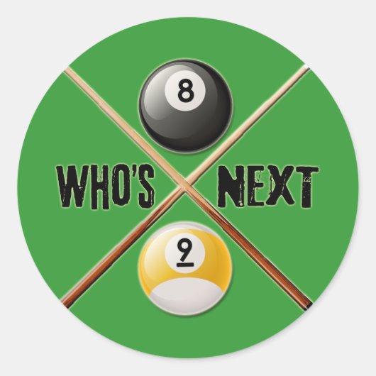 Whois Next 8 und 9 Ball Runder Aufkleber (Vorderseite)