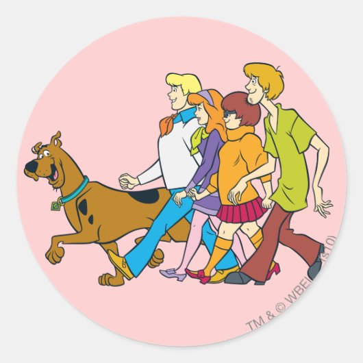 Whole Gang 18 Mystery Inc Runder Aufkleber (Vorderseite)