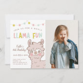 Whole Llama Fun Kids Birthday Party Foto Einladung (Vorderseite)