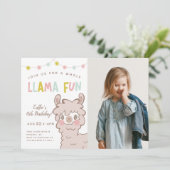 Whole Llama Fun Kids Birthday Party Foto Einladung (Stehend Vorderseite)