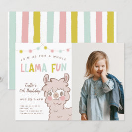 Whole Llama Fun Kids Birthday Party Foto Einladung