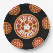 Whole Pizza Happy Birthday Party Design Pappteller (Vorderseite)