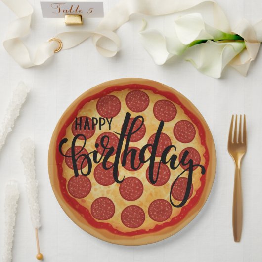 Whole Pizza Happy Birthday Party Design Pappteller (Hochzeit)