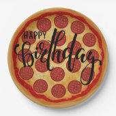 Whole Pizza Happy Birthday Party Design Pappteller (Vorderseite)