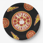 Whole Pizza Happy Birthday Party Design Pappteller (Vorderseite)