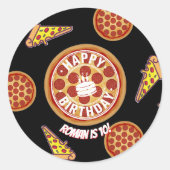 Whole Pizza Happy Birthday Party Design Runder Aufkleber (Vorderseite)