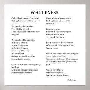 Wholeness Soul Self Liebe Gedicht Plakatwand Kunst Poster