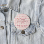 Wholesome Cute Pink Check Typography Galentine Day Button (Beispiel)