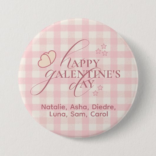 Wholesome Cute Pink Check Typography Galentines Button (Vorderseite)