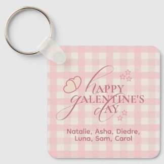 Wholesome Cute Pink Check Typography Galentines Schlüsselanhänger