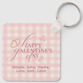 Wholesome Cute Pink Check Typography Galentines Schlüsselanhänger (Rückseite)