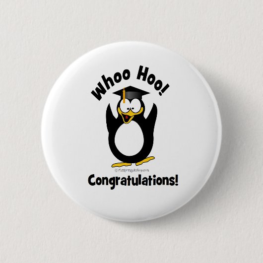 whoo hoo Glückwunsch-Abschluss Penguin Button (Vorderseite)