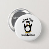 whoo hoo Glückwunsch-Abschluss Penguin Button (Vorne & Hinten)