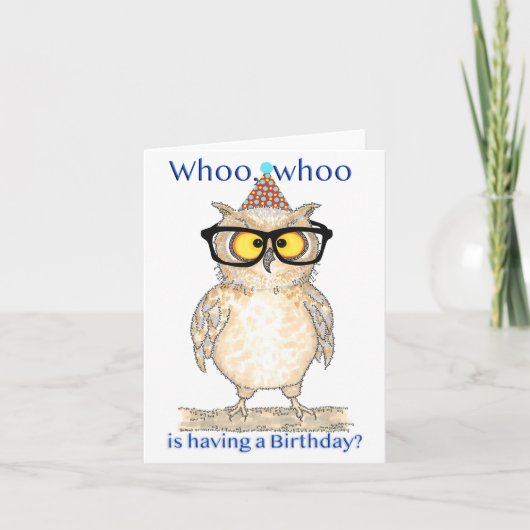 Whoo Whoo Happy Birthday Owl Karte (Vorderseite)