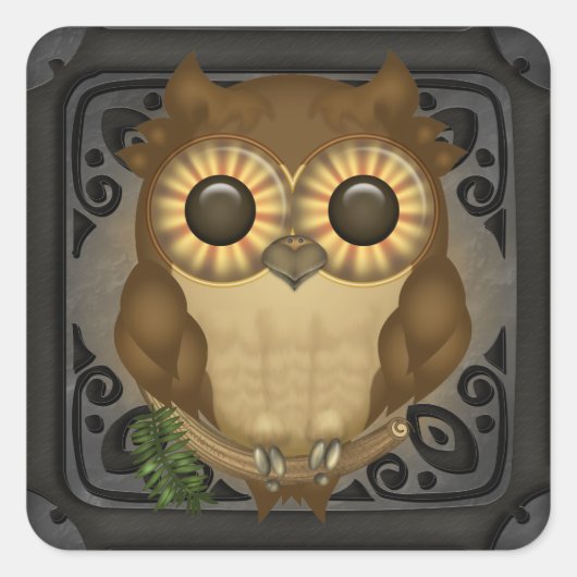 Whoolion Die Niedlichen Owl Square Sticker (Vorderseite)