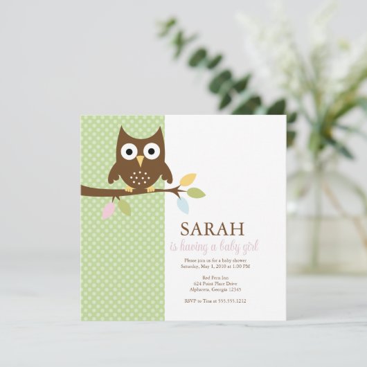 {whooo hat ein Baby?} Einladung (Stehend Vorderseite)