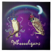 Whoooligans Funny Party Hooligan Owls Fliese (Vorderseite)