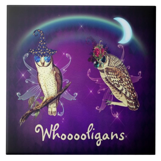 Whoooligans Funny Party Hooligan Owls Fliese (Vorderseite)