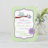 Whooos, das ein Baby hat? Eulen-Duschen-Einladung Einladung (Stehend Vorderseite)