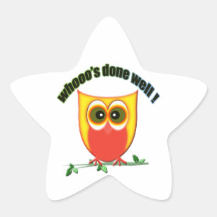 whooos gut erfolgt, niedliche Eule Stern-Aufkleber