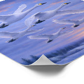 Whooper Swans in Winter Sky – Japanese Wild Bird Poster (Ecke)