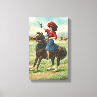 Whoopin' Vintages Cowgirl 9"x14.5" Canvas Print Leinwanddruck